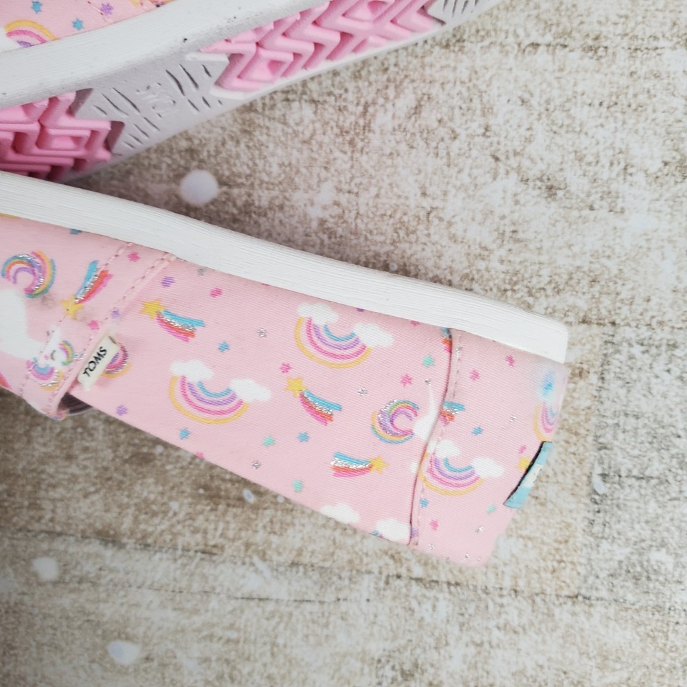 Toms Alpargata Womens Shoes Sz 6 Pink Almond Blossom Unicorn Print Slip On Flats - Picture 12 of 14